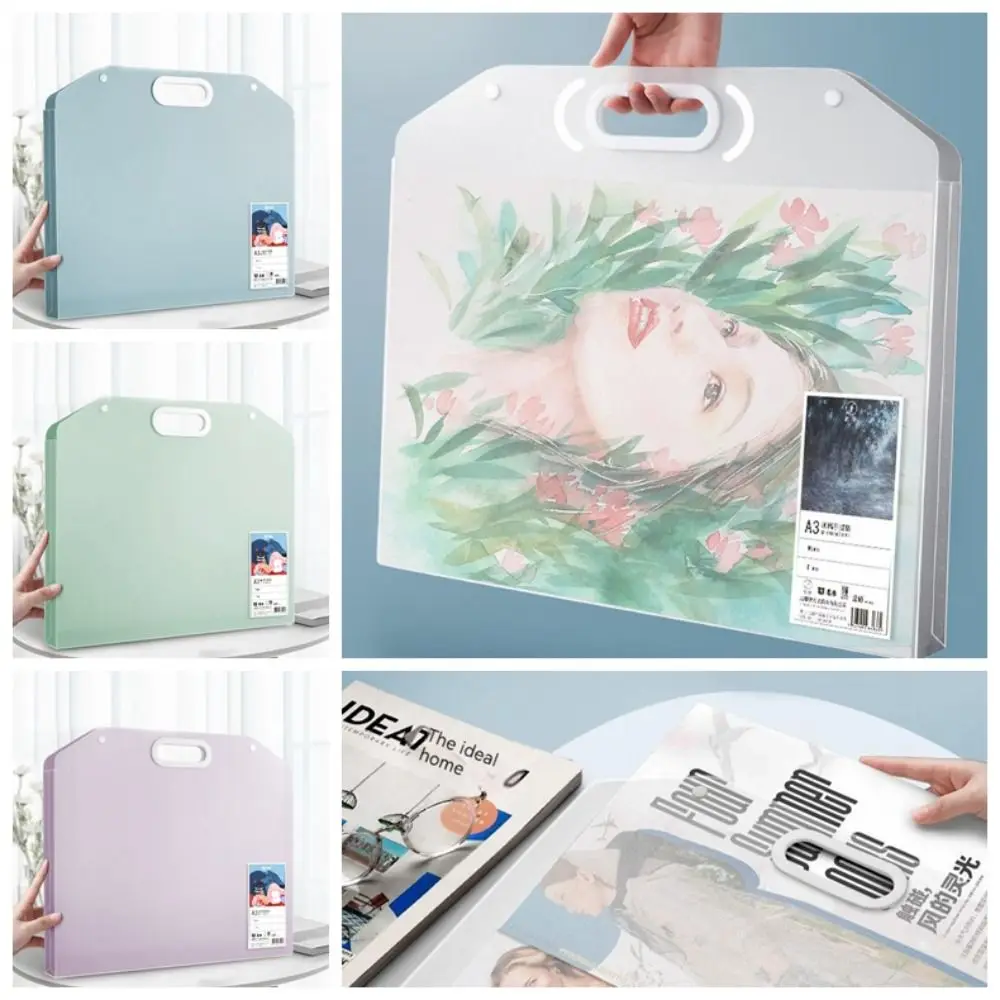 

Macaron Color Sketch Paper Storage Bag With Handle High-capacity Painting Paper Bag Oversize Waterproof Art Painting Folder