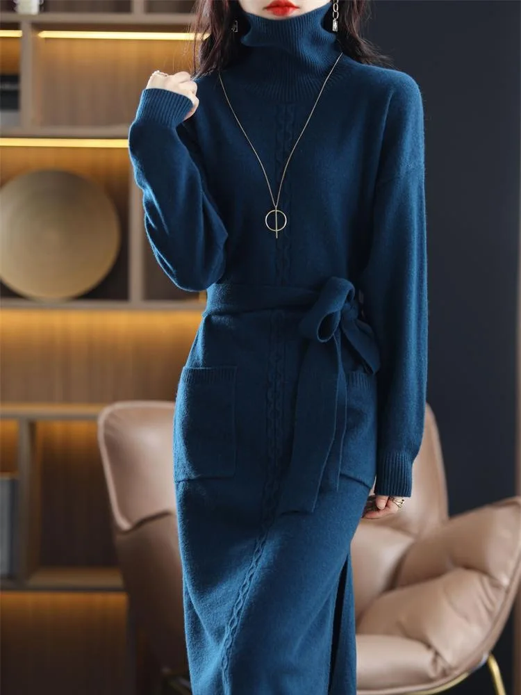 Over The Knee Autumn and Winter Korean Style Thicked Dress Women's Turtleneck Sweater Desss OuterWear Mid-Length Woolen Dress
Over The Knee Autumn and Winter Korean Style Thicked Dress Women's Turtleneck Sweater Desss OuterWear Mid-Length Woolen Dress