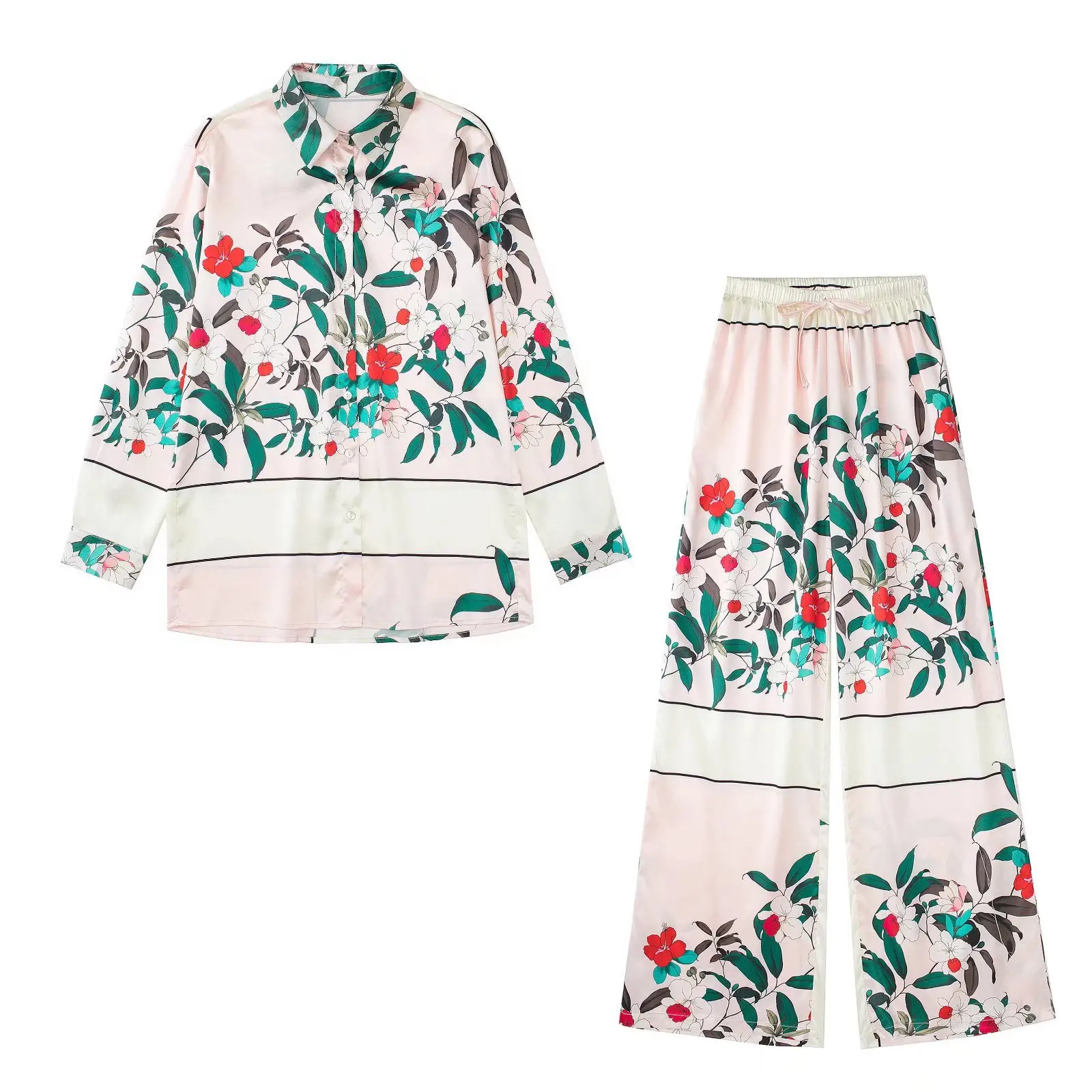 Chic Satin Women's Floral Print Pajama Set 2 Pieces with Pants Ladies Sleepwear Long Sleeve Vintage Pijama Suit Casual Homewear
Chic Satin Women's Floral Print Pajama Set 2 Pieces with Pants Ladies Sleepwear Long Sleeve Vintage Pijama Suit Casual Homewear