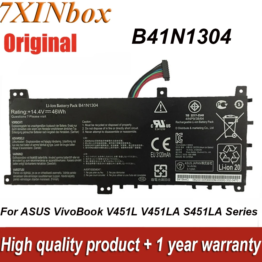 7XINbox B41N1304 14.4V 46Wh 3120mAh Original Laptop Battery For ASUS VivoBook V451L V451LA S451LA S451LB Series 4INP9/38/64
7XINbox B41N1304 14.4V 46Wh 3120mAh Original Laptop Battery For ASUS VivoBook V451L V451LA S451LA S451LB Series 4INP9/38/64