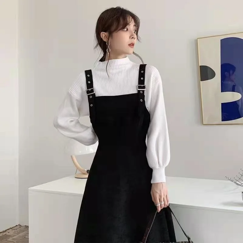 Новинка 2022, женское платье во французском стиле с зауженной талией, свитер с подтяжками и длинной юбкой для женщин на весну и осень 
Новинка 2022, женское платье во французском стиле с зауженной талией, свитер с подтяжками и длинной юбкой для женщин на весну и осень