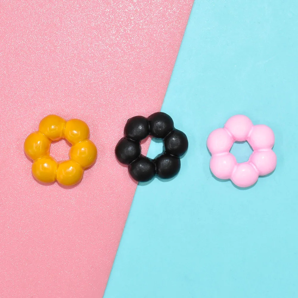 

10pcs 3 Colors Resin Donuts Miniature Mini Figurine Planar Flatback Cabochon Scrapbooking Accessories Diy Embellishment Crafts