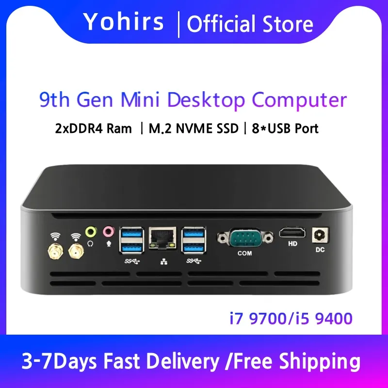 

9TH Gen Mini Desktop Game Computer Intel Core i3 i5 9400 i7 9700 Probable PC With Cooling Fan UHD Graphics 630 4K HTPC AC WIFI