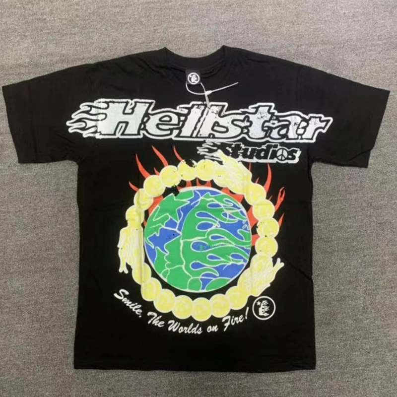 

Hellstar T Shirts Couples Simple Fashion Black Top Tee High Quality Streetwear Harajuku HELLSTAR T-shirt Men Women Real Photos