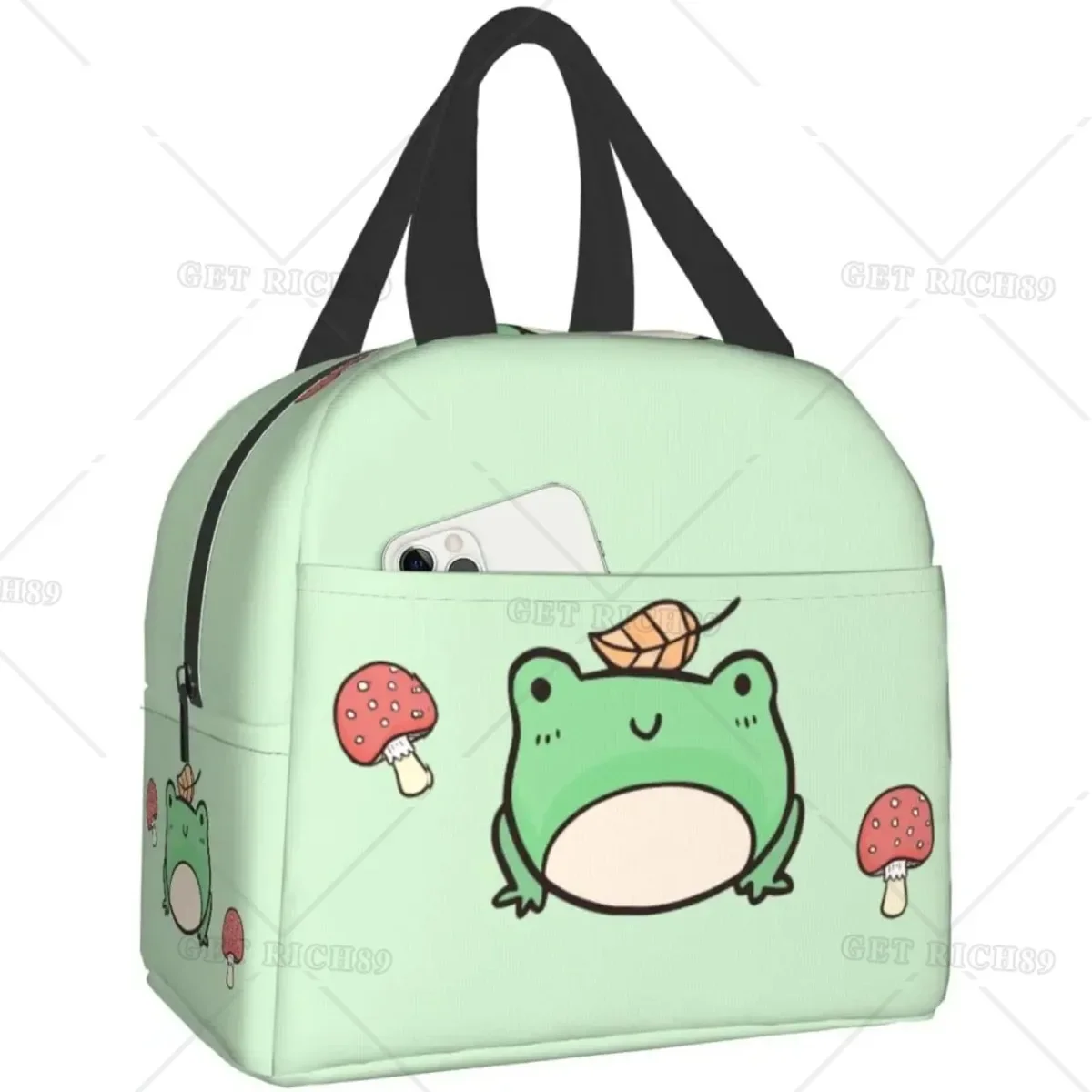 Cute Frog with Mushroom Reusable Portable Lunch Box for Women Insulated Lunch Bag Waterproof Bag with Front Pocket for Travel
Cute Frog with Mushroom Reusable Portable Lunch Box for Women Insulated Lunch Bag Waterproof Bag with Front Pocket for Travel