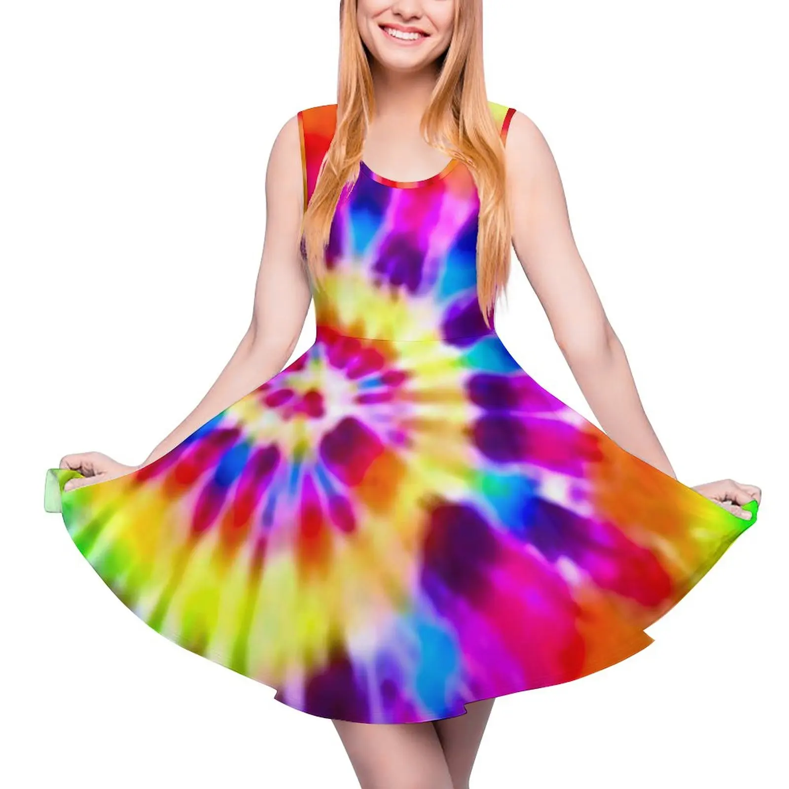 Rainbow Tie Dye Dress Psychedelic Supernova Pretty Dresses Sleeveless Street Style Big Size Skate Dress Women Graphic Vestido
Rainbow Tie Dye Dress Psychedelic Supernova Pretty Dresses Sleeveless Street Style Big Size Skate Dress Women Graphic Vestido