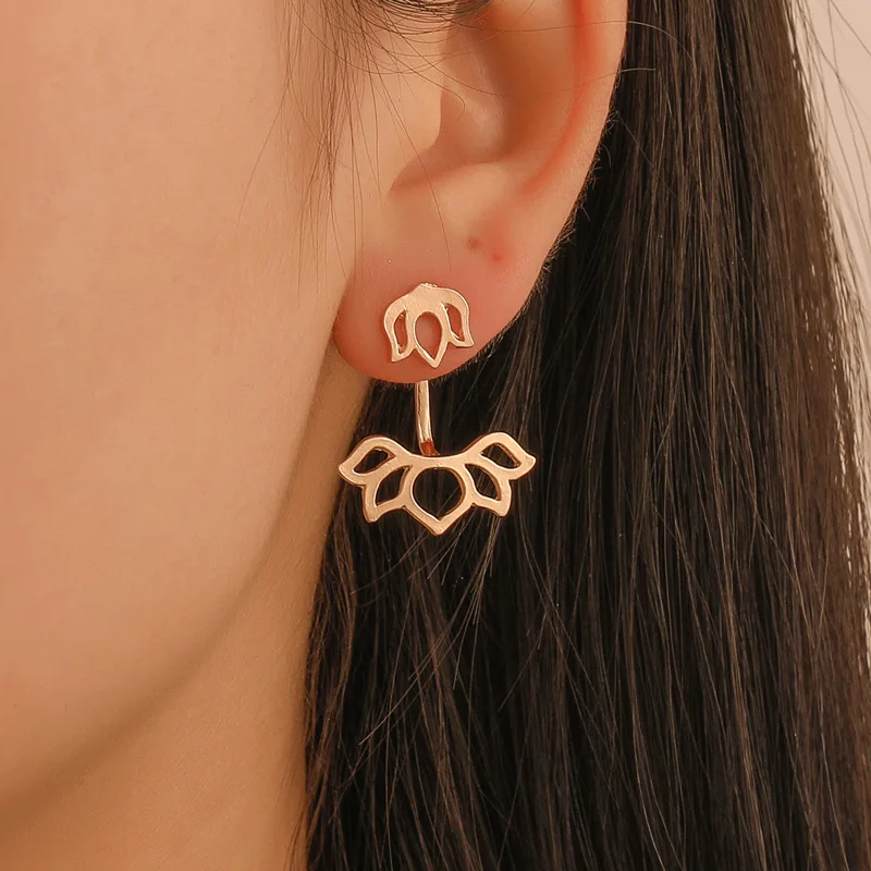 Delicate Golden Hollow Out Lotus Stud Earring for Woman Fashion Silver Color Holy Lotus Behind Hang Dangle Earrings Jewelry Gift
Delicate Golden Hollow Out Lotus Stud Earring for Woman Fashion Silver Color Holy Lotus Behind Hang Dangle Earrings Jewelry Gift