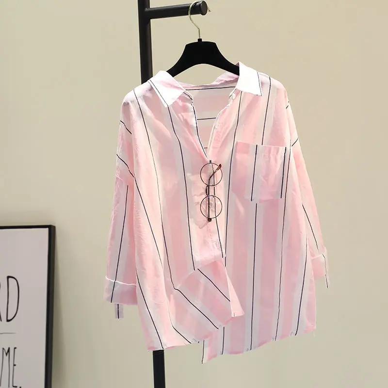 2022 Summer Women New Long Sleeve Cotton Blouses Female Students Loose Striped Shirts Ladies Single Breasted Casual Shirts D94
2022 Summer Women New Long Sleeve Cotton Blouses Female Students Loose Striped Shirts Ladies Single Breasted Casual Shirts D94
