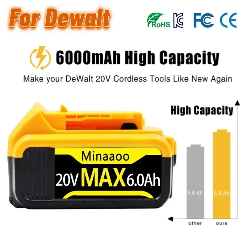 NEW Battery Compatible with dewalt power Tools 18V 8Ah rechargeable electric tool Lithium batteries 20V 18Volt 18v 5Ah 6Ah 8Ah
NEW Battery Compatible with dewalt power Tools 18V 8Ah rechargeable electric tool Lithium batteries 20V 18Volt 18v 5Ah 6Ah 8Ah