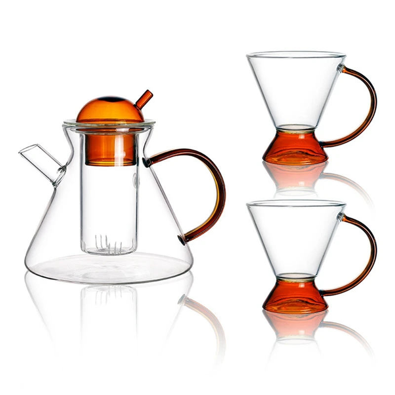 

Heat Resistant Glass Teapot Coffee Pot Set Hand Brewed Coffee Sharing Pot Engraved Measuring Cup Glass Filter Screen