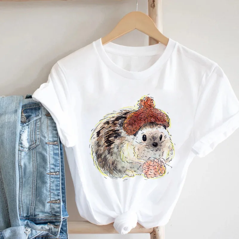 Women T Shirt Summer Hedgehog knitting Print Short Sleeve Ladies T-shirt Clothing Cartoon Print Casual Female Tshirt Tees Tops
Women T Shirt Summer Hedgehog knitting Print Short Sleeve Ladies T-shirt Clothing Cartoon Print Casual Female Tshirt Tees Tops
