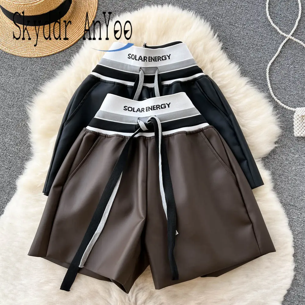 Autumn Fashion PU Shorts Women High Waist Drawstring Loose Wide Leg Female Casual Shorts Pants All Match Chic Black Shorts
Autumn Fashion PU Shorts Women High Waist Drawstring Loose Wide Leg Female Casual Shorts Pants All Match Chic Black Shorts
