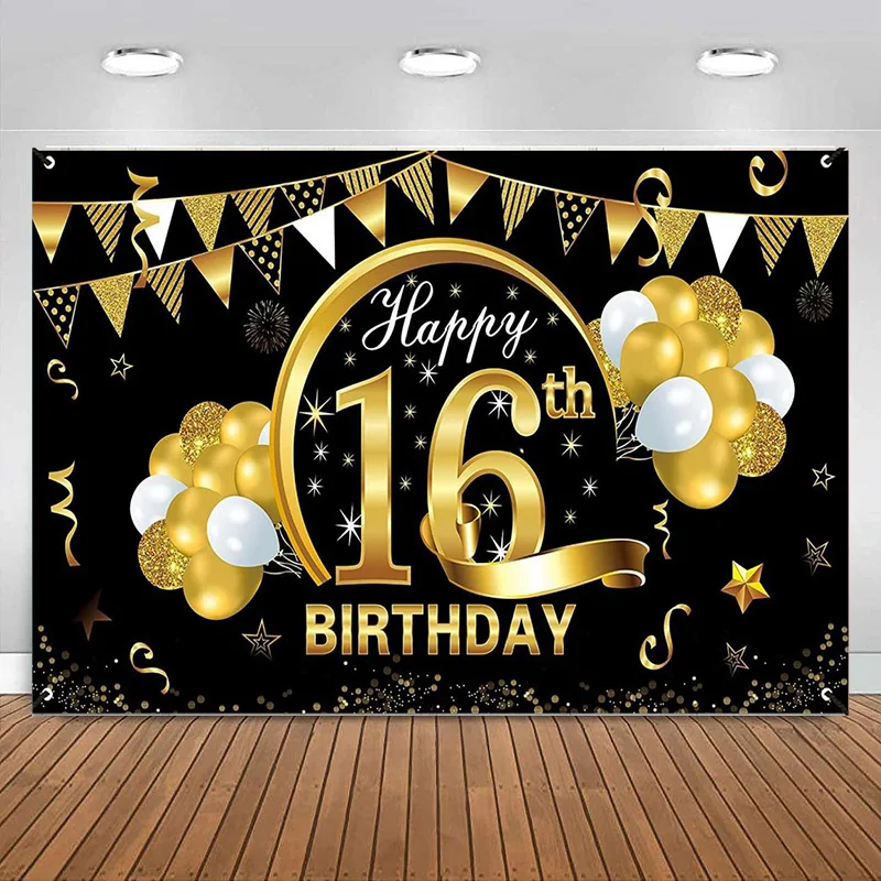 Фон для фотосъемки с надписью «Happy 16th Birthday» 
Фон для фотосъемки с надписью «Happy 16th Birthday»