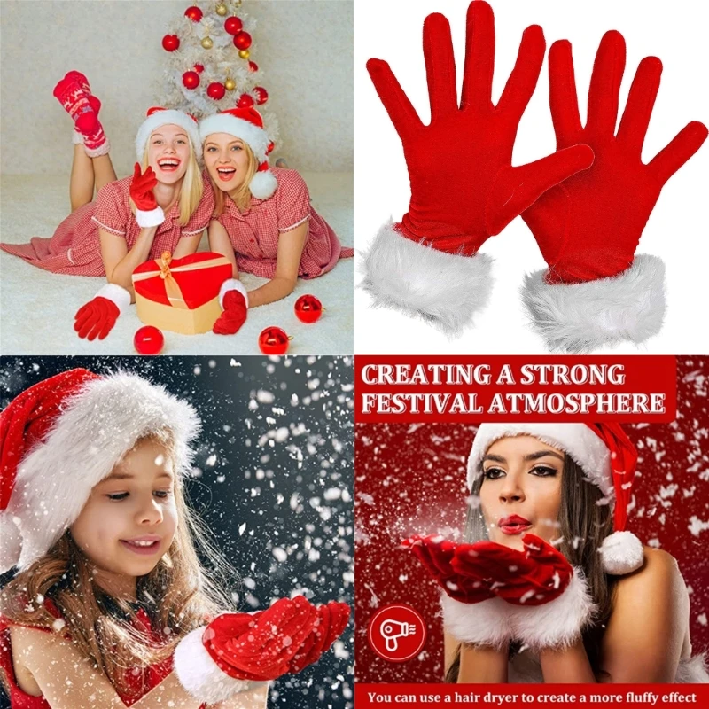 

Мигающие рождественские перчатки Санта-Клауса, красные перчатки, вечерние костюмы для косплея, праздничные светящиеся перчатки