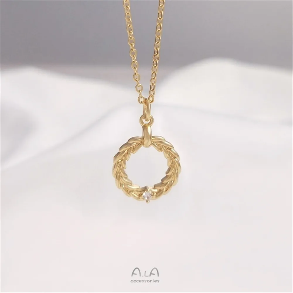 

14K gold encrusted zircon grain ring pendant DIY handmade necklace clavicle chain earrings pendant accessories