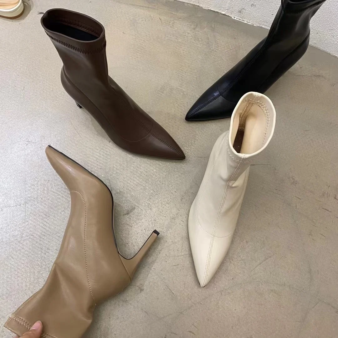 Pointed Toe Ankle Boots Sock Booties Thick High Heels 2022 New Arrivals Stretch Botas Slip On Black Beige Brown Winter Booties
Pointed Toe Ankle Boots Sock Booties Thick High Heels 2022 New Arrivals Stretch Botas Slip On Black Beige Brown Winter Booties