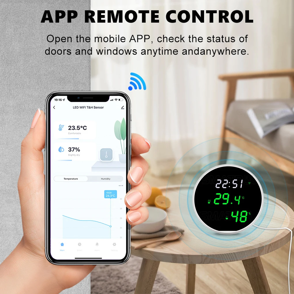 Temperature Sensor Temp Gauge Security Wireless Thermometer Simple Operation Phone Connection Real-time Indoor Hygrometer
Temperature Sensor Temp Gauge Security Wireless Thermometer Simple Operation Phone Connection Real-time Indoor Hygrometer