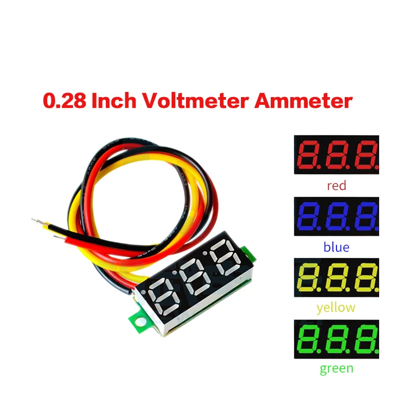 0.28 Inch DC LED Digital Voltmeter 0-100V Voltmeter Ammeter Car Voltage Tester Detector Red Blue Yellow Green
0.28 Inch DC LED Digital Voltmeter 0-100V Voltmeter Ammeter Car Voltage Tester Detector Red Blue Yellow Green