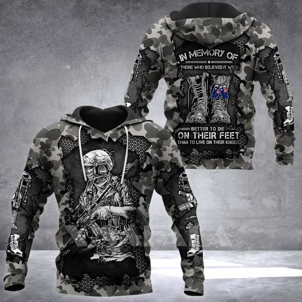 AUSTRALIA-IN-MEMORY ARMY Solidier 3D Print Hoodie Spring Autumn Man Women Harajuku Outwear Hooded Pullover Tracksuits Casual
AUSTRALIA-IN-MEMORY ARMY Solidier 3D Print Hoodie Spring Autumn Man Women Harajuku Outwear Hooded Pullover Tracksuits Casual