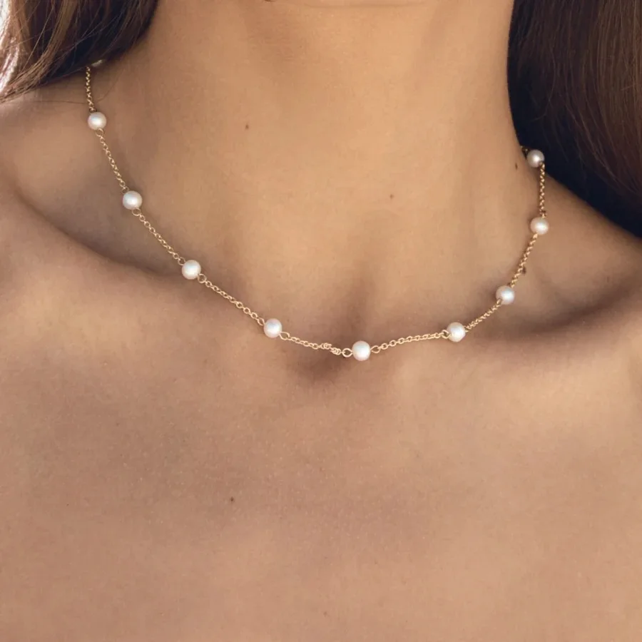 Stainless Steel PVD 18K Gold Plated Tarnish Pearl Beads Chian Choker Necklace For Woman Jewelry Wholesale 2023 Trendy
Stainless Steel PVD 18K Gold Plated Tarnish Pearl Beads Chian Choker Necklace For Woman Jewelry Wholesale 2023 Trendy