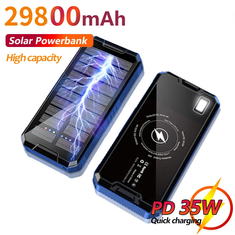 Power Bank 29800mAh Wireless Solar External Battery Portable Powerbank 2USB One Way Fast Charging for IPad IPhone Samsung Huawei
Power Bank 29800mAh Wireless Solar External Battery Portable Powerbank 2USB One Way Fast Charging for IPad IPhone Samsung Huawei