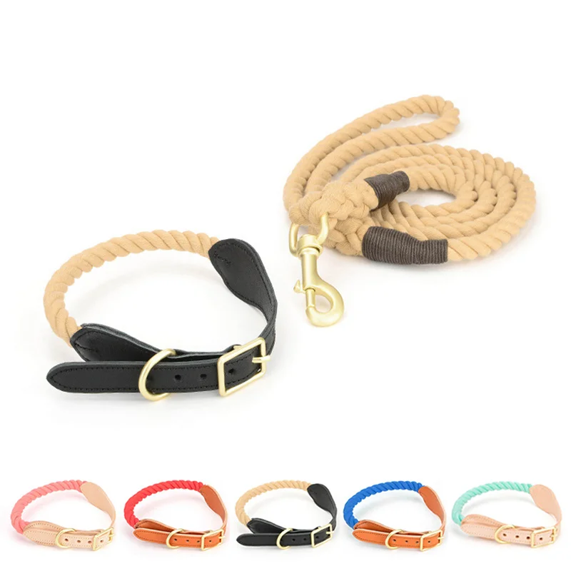 Pet Dog Leash Collar Set Hand-knitted Rope Metal Pin Buckle Ring Dog Collar Genuine Leather Belt Collar for Small Medium Big Dog
Pet Dog Leash Collar Set Hand-knitted Rope Metal Pin Buckle Ring Dog Collar Genuine Leather Belt Collar for Small Medium Big Dog