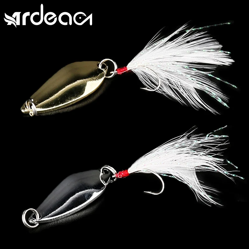 

Ardea Spoon Noise Paillette Hard Bait 2.9g 5pcs Metal Spinner Fishing Lure With Feather Treble Hook Gold Silver Sequins Tackle