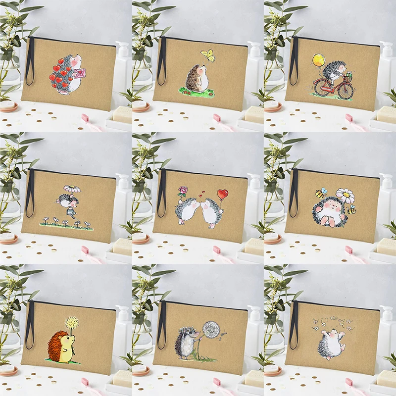 Cute Hedgehog Pattern Women's Linen Makeup Bag Advanced Sense Travel Essential School Stationery Bag Skincare Storage Organizer
Cute Hedgehog Pattern Women's Linen Makeup Bag Advanced Sense Travel Essential School Stationery Bag Skincare Storage Organizer