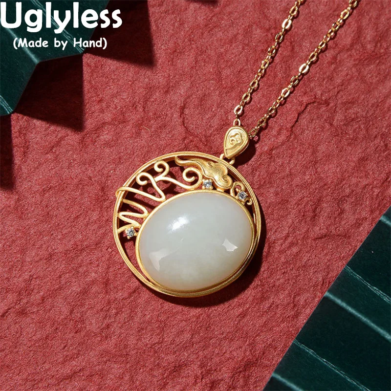 Uglyless Eastern Beauty Hollow Lucky Clouds Necklaces for Women Ethnic Vintage Pendants +Chain Nephrite Jade 925 Silver Jewelry
Uglyless Eastern Beauty Hollow Lucky Clouds Necklaces for Women Ethnic Vintage Pendants +Chain Nephrite Jade 925 Silver Jewelry