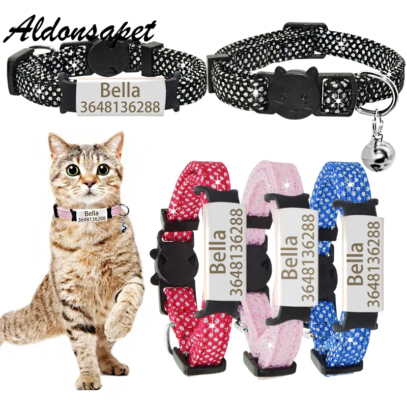 Personalized Cat Collar Bell Custom Nameplate Bling Adjustable Cat Collar Necklace Engraved ID Name Tag Anti Lost Pet Cat Collar
Personalized Cat Collar Bell Custom Nameplate Bling Adjustable Cat Collar Necklace Engraved ID Name Tag Anti Lost Pet Cat Collar