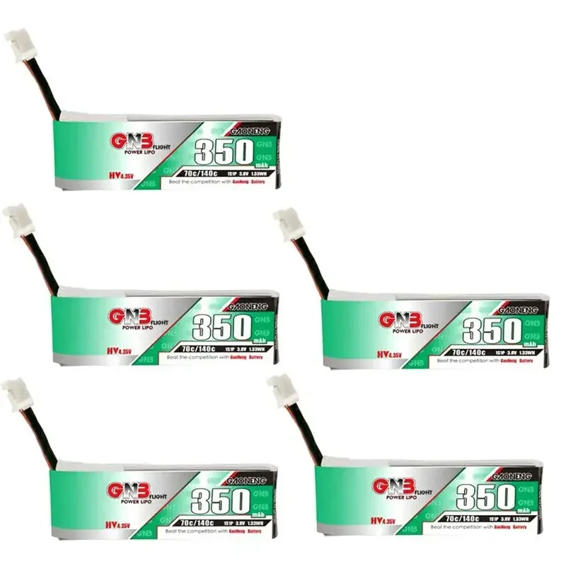 

5PCS GAONENG 350mAh 1S 3.8V 70C/140C HV 4.35V Lipo Battery PH2.0 Plug For M80S TINY6 Beta75S for Emax Tinyhawk FPV RC Drone