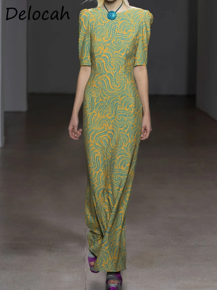 Delocah High Quality Summer Women Fashion Runway Pencil Dress Half Sleeve Elegant Chic Printed Slim Ladies Party Long Dresses
Delocah High Quality Summer Women Fashion Runway Pencil Dress Half Sleeve Elegant Chic Printed Slim Ladies Party Long Dresses