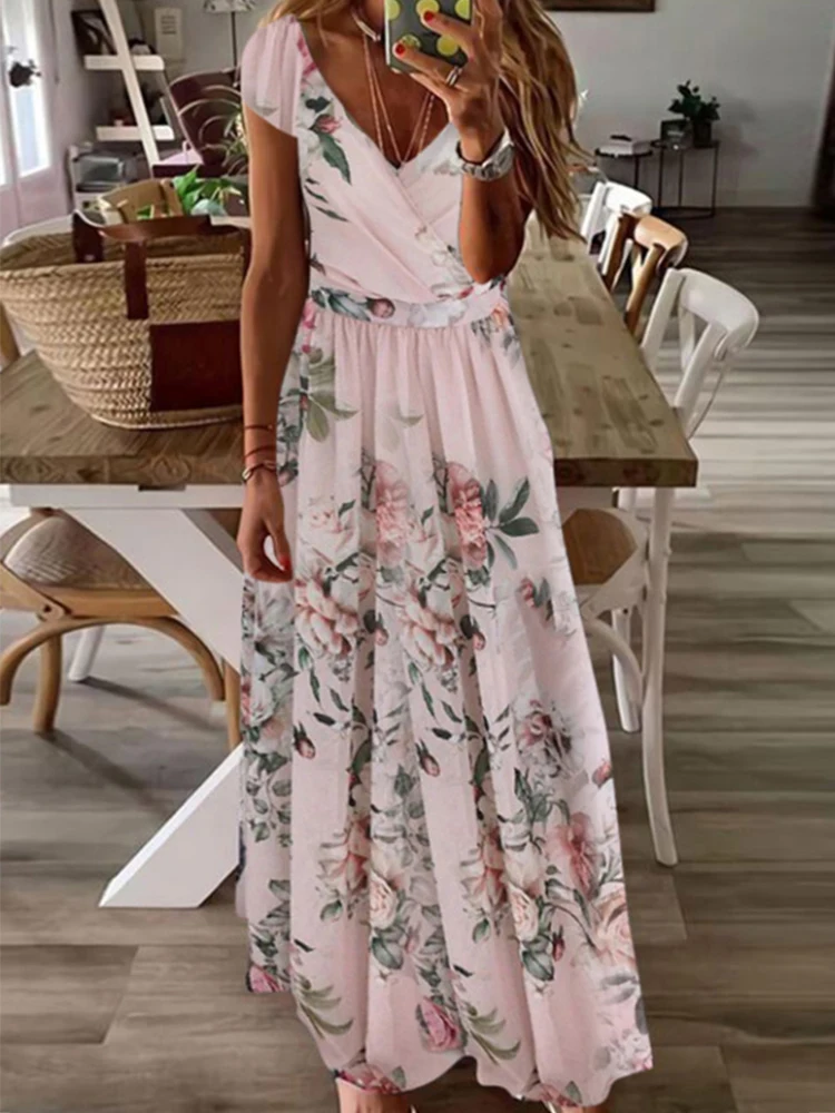2XL Robe Women V Neck Tunic Long Dress 2022 Spring Flower Print Draped Party Dress Summer Short Sleeve Boho Holiday Beach Dress
2XL Robe Women V Neck Tunic Long Dress 2022 Spring Flower Print Draped Party Dress Summer Short Sleeve Boho Holiday Beach Dress