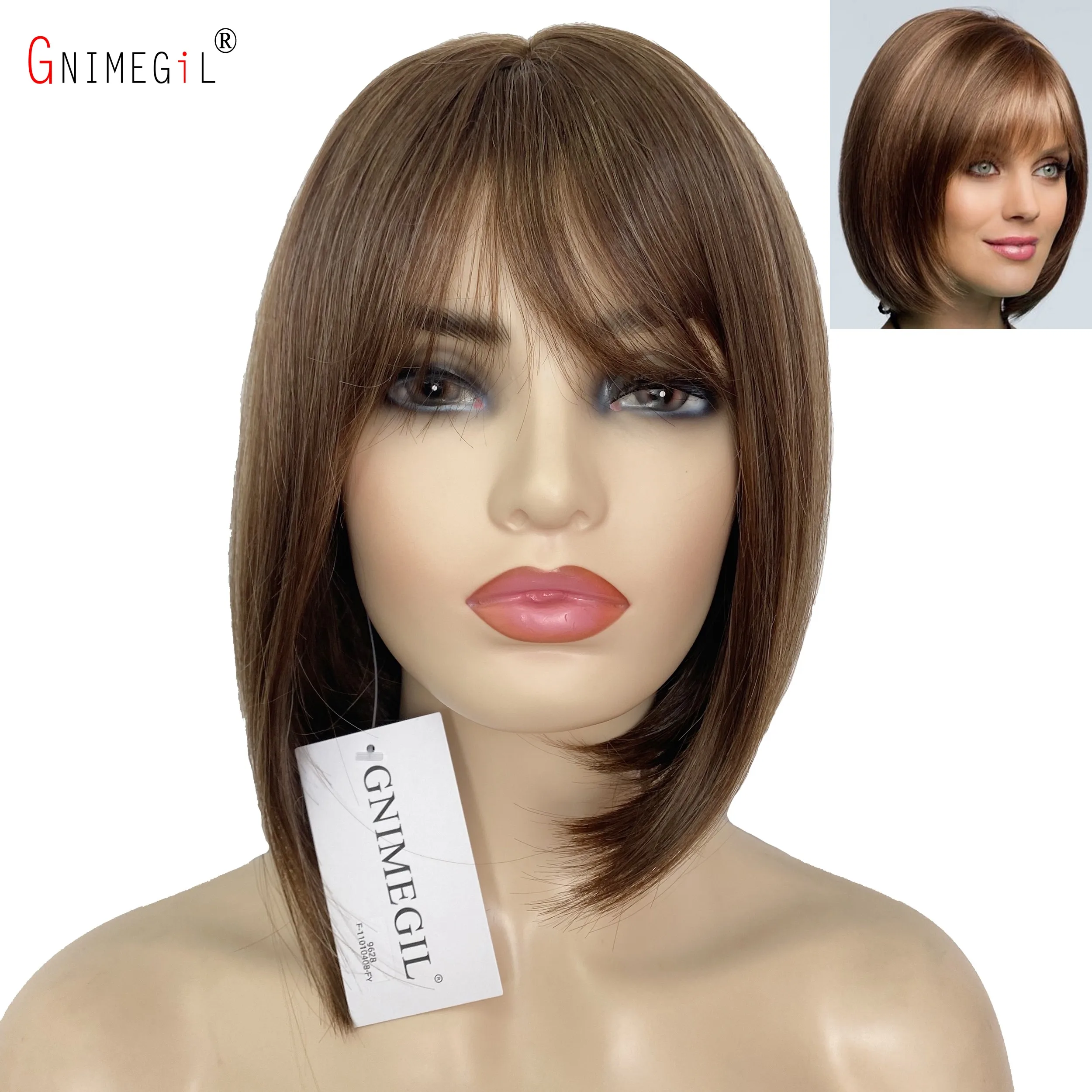 GNIMEGIL Synthetic Brown Bob Wig With Bangs Short Wigs for White Women Straight Hair Mix Brown Wig Cosplay Daily Natural Wig
GNIMEGIL Synthetic Brown Bob Wig With Bangs Short Wigs for White Women Straight Hair Mix Brown Wig Cosplay Daily Natural Wig