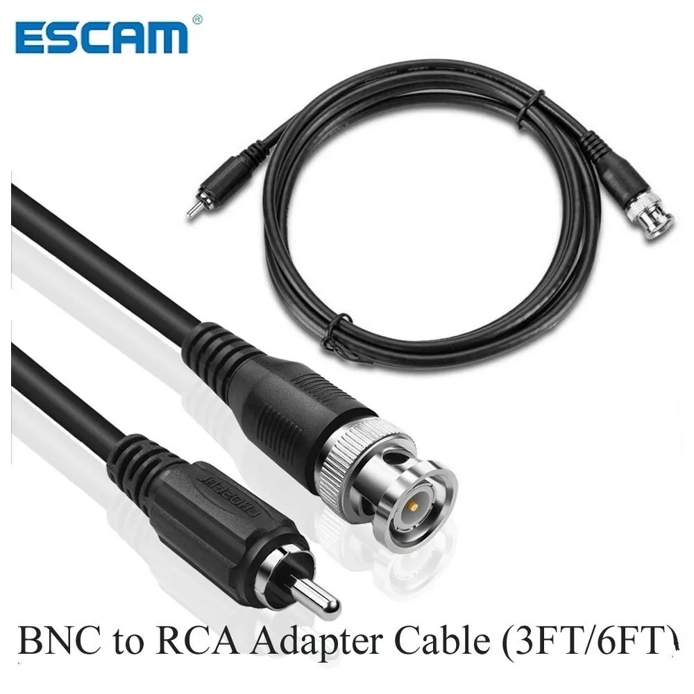 

BNC to RCA Adapter Cable (3FT/6FT) BNC Male To RCA Male RG59U Coaxial Connector for Security CCTV Analog camera DVR Systems