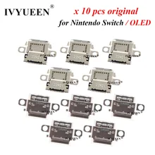 IVYUEEN 10 PCS Original Charging Port Socket Replacement Type-C USB Connector for Nintendo Switch / OLED Console Repair Parts