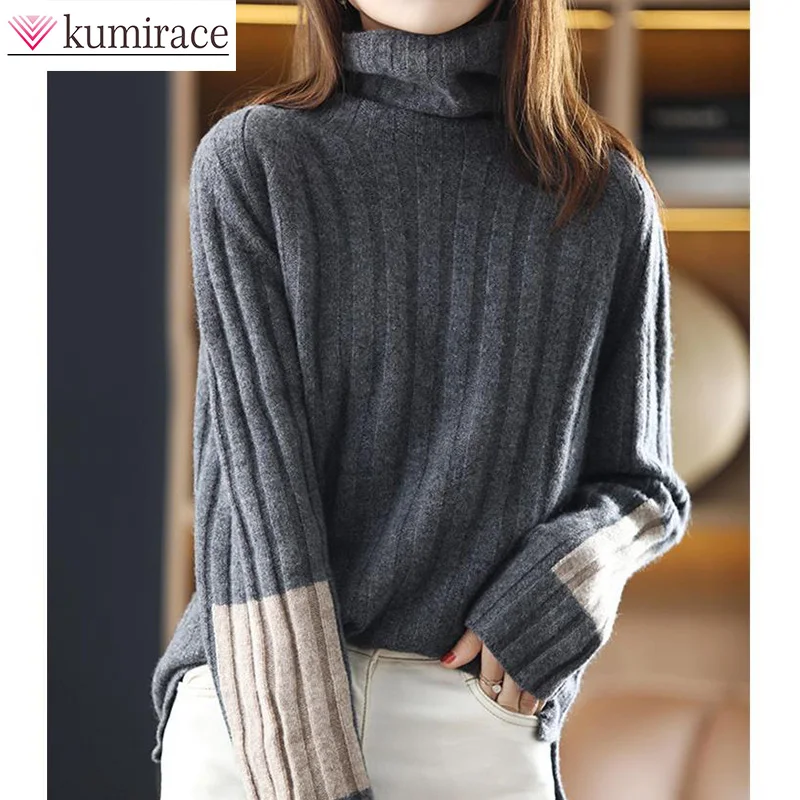 2022 Autumn and Winter New High-necked Color-blocking Pullover Sweater for Women's Korean Version with Knitted Underlay Elegant
2022 Autumn and Winter New High-necked Color-blocking Pullover Sweater for Women's Korean Version with Knitted Underlay Elegant