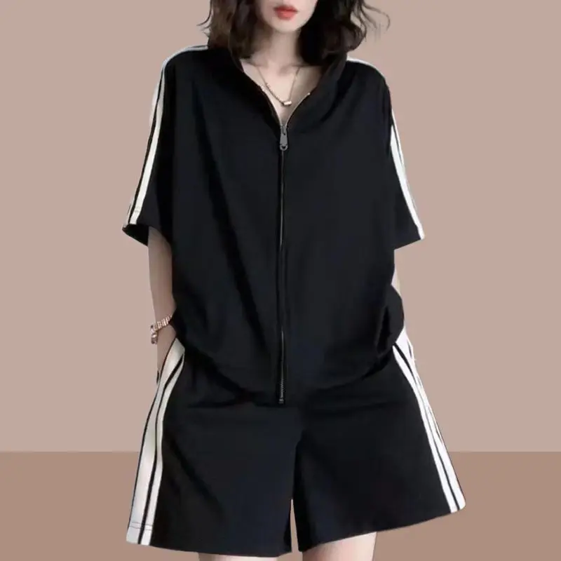 Women's Tracksuit Short Sets Sportswear Women Zipper Short Sleeve Blouse Shorts Tracksuits 2023 Female Summer Casual Short Suits
Women's Tracksuit Short Sets Sportswear Women Zipper Short Sleeve Blouse Shorts Tracksuits 2023 Female Summer Casual Short Suits