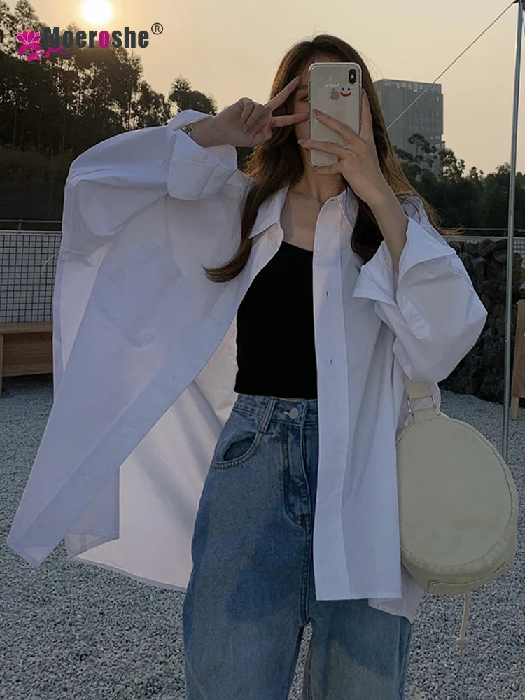 Блузка женская оверсайз с длинным рукавом, модный шикарный топ свободного покроя, Повседневная рубашка, белая, синяя, на осень
Блузка женская оверсайз с длинным рукавом, модный шикарный топ свободного покроя, Повседневная рубашка, белая, синяя, на осень