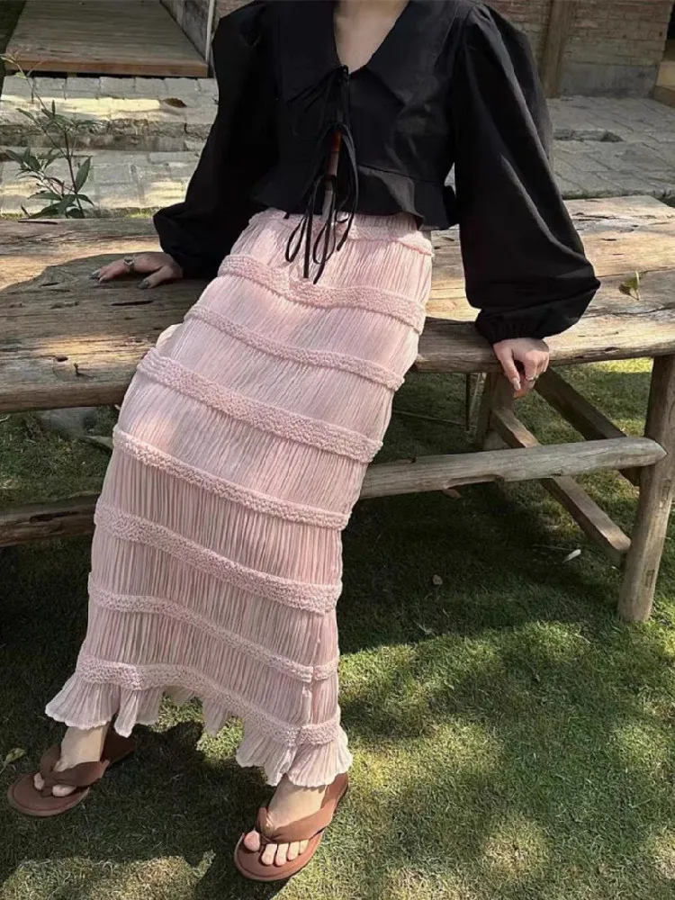 Женская плиссированная юбка, Повседневная Длинная винтажная юбка с поясом на резинке, в Корейском стиле, весна-лето
Женская плиссированная юбка, Повседневная Длинная винтажная юбка с поясом на резинке, в Корейском стиле, весна-лето