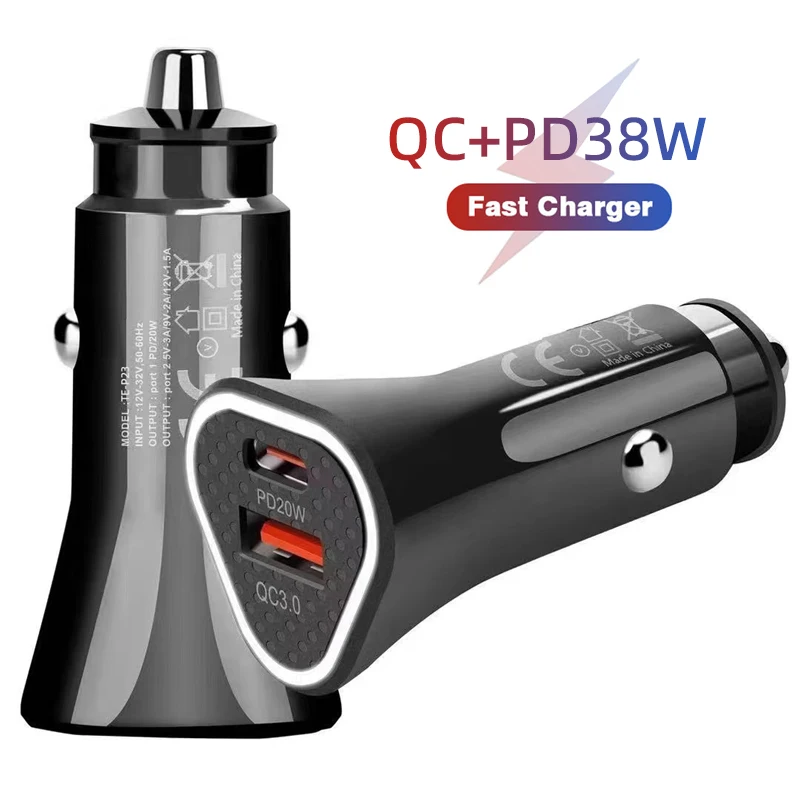 PD Car Charger Fast Charging Dual-port 38W PD3.0+QC3.0 USB Car Charger for iPhone Xiaomi Mobile Phone FCP Charger Adapter in Car
PD Car Charger Fast Charging Dual-port 38W PD3.0+QC3.0 USB Car Charger for iPhone Xiaomi Mobile Phone FCP Charger Adapter in Car