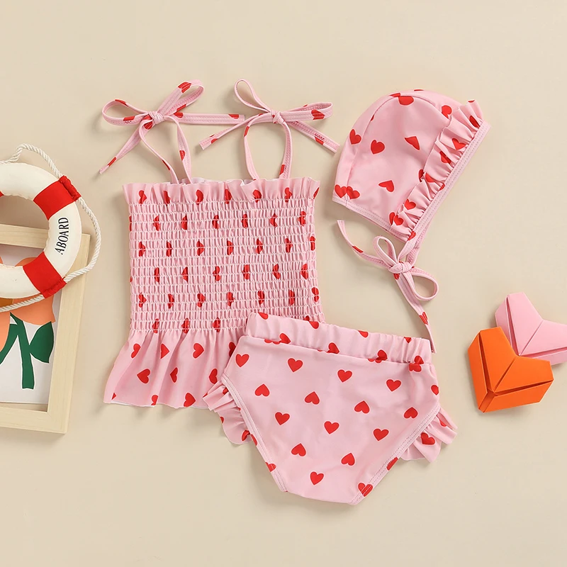 Heart Print Frilly 3Pcs Fashion Baby Girls Swimwear Newborn Tank Tops+Shorts+Hat Swimsuit for Toddlers Infants 0-24 Months
Heart Print Frilly 3Pcs Fashion Baby Girls Swimwear Newborn Tank Tops+Shorts+Hat Swimsuit for Toddlers Infants 0-24 Months
