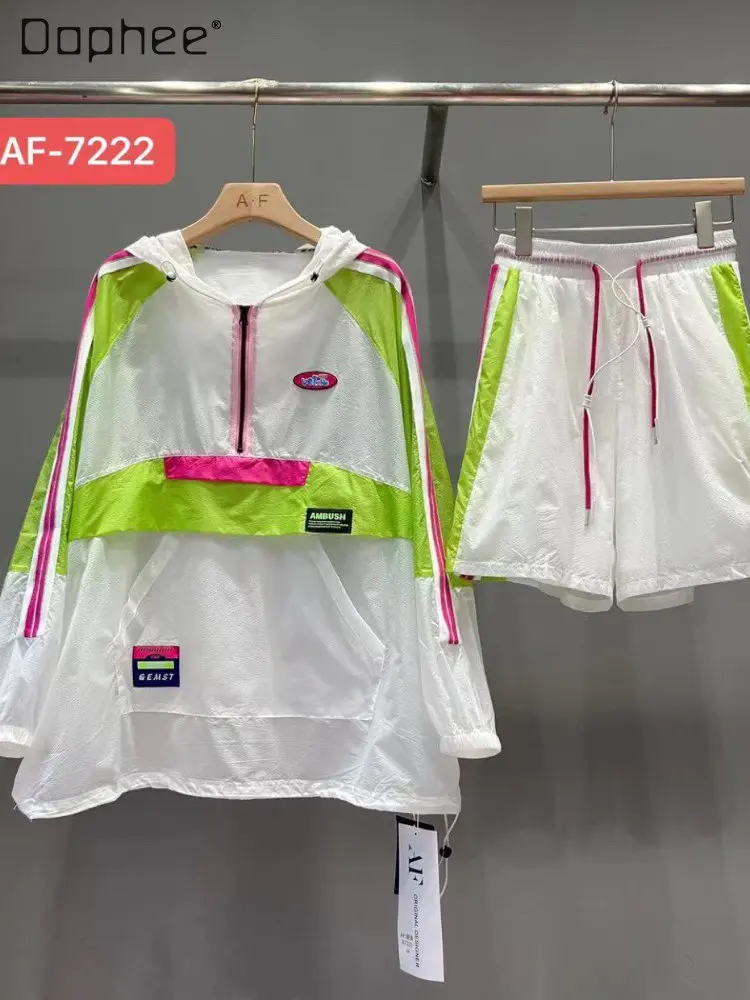 Fashion Brand Elastic Waist Shorts Set Women Summer Thin Long Sleeve Sun Protection Wrapping Zipper Top and Shorts Two-Piece Set
Fashion Brand Elastic Waist Shorts Set Women Summer Thin Long Sleeve Sun Protection Wrapping Zipper Top and Shorts Two-Piece Set