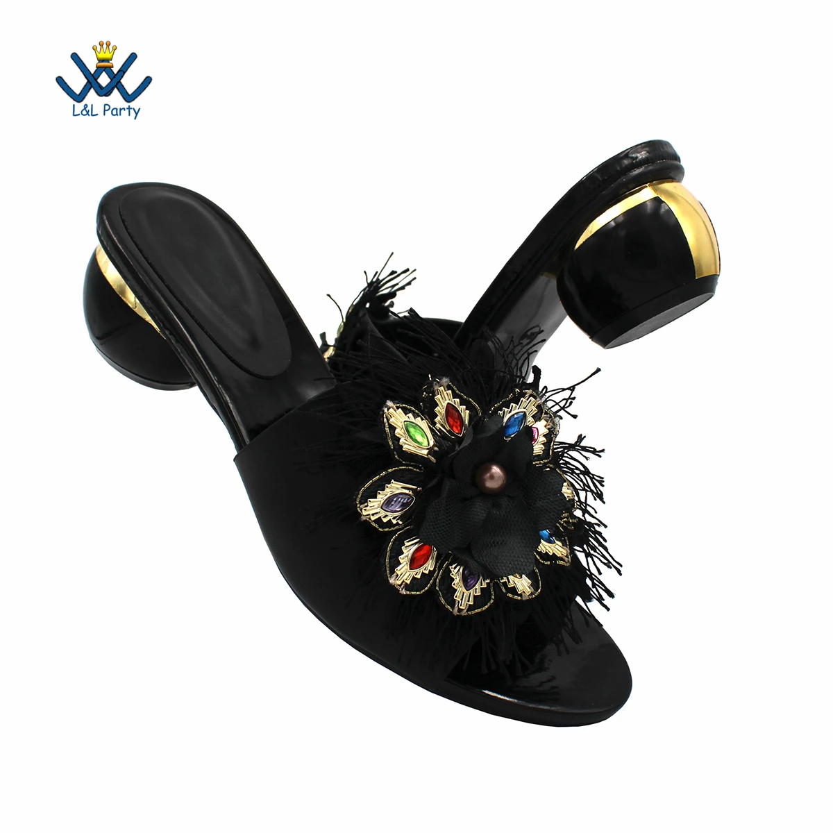 New Fashionable Flowers and Tassels Style Slipper without Bag in Black Color For Office Ladies in Dress
New Fashionable Flowers and Tassels Style Slipper without Bag in Black Color For Office Ladies in Dress