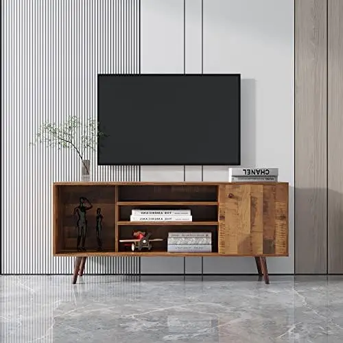 Rattan TV Stand for Living Room with Double Sliding Doors for Storage, Adjustable Shelf, Solid Wood Legs, Solid Wood TV Console
Rattan TV Stand for Living Room with Double Sliding Doors for Storage, Adjustable Shelf, Solid Wood Legs, Solid Wood TV Console
