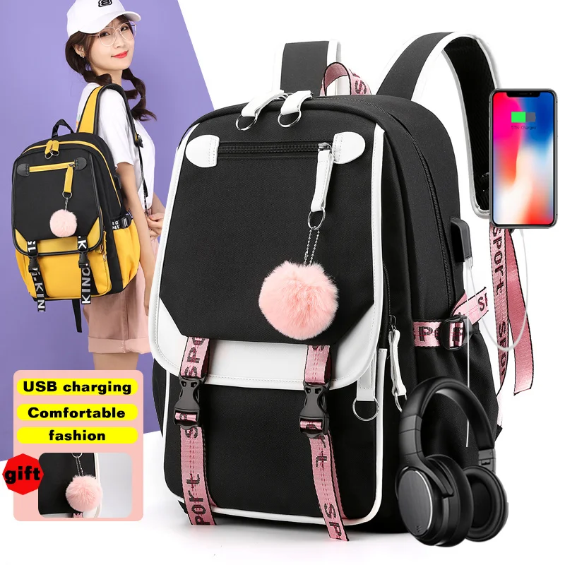 BPZMD Large School Bags for Teenage Girls Usb Port Canvas Schoolbag Student Book Bag Black Pink Teen School Backpack
BPZMD Large School Bags for Teenage Girls Usb Port Canvas Schoolbag Student Book Bag Black Pink Teen School Backpack
