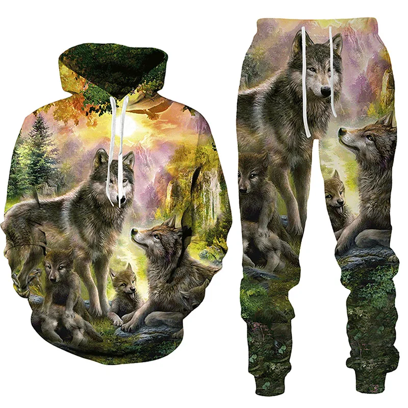 Wolf 3d Printed Hoodie Pants Suit Male Spring Autumn Casual Sweatshirt Pullover Men Tracksuit Set Fashion designer hoodie Suit
Wolf 3d Printed Hoodie Pants Suit Male Spring Autumn Casual Sweatshirt Pullover Men Tracksuit Set Fashion designer hoodie Suit