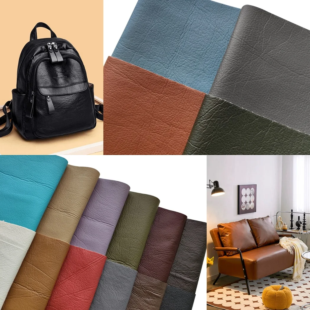 

Super Soft Lichee Grain Pattern Synthetic faux leather sheets Elastic Knitted Backing for Making Bag Sofa Backpack Tote Earring