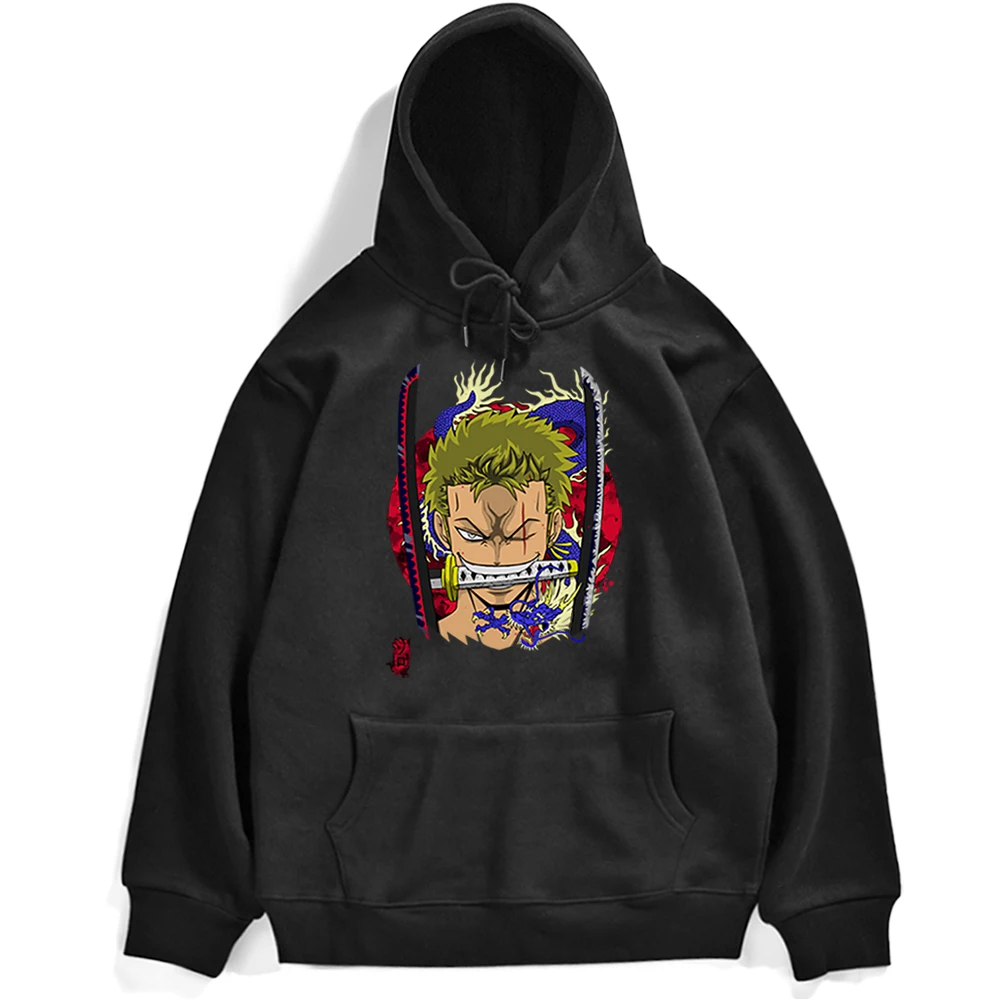 

Пуловер мужской из японского аниме, одежда цельный ророноа Зоро с мультяшным принтом, худи винтажное в стиле панк, Свободный свитшот в стиле хип-хоп