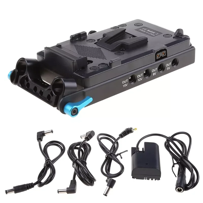 V Mount V-Lock Battery Plate Adapter with 15mm Dual Hole Rod Clamp LP-E6 Dummy Battery for -Canon 5D2/5D3/5D4/80D/6D2
V Mount V-Lock Battery Plate Adapter with 15mm Dual Hole Rod Clamp LP-E6 Dummy Battery for -Canon 5D2/5D3/5D4/80D/6D2